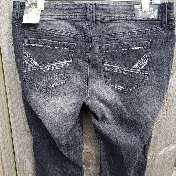 Distressed Black Jade Jeans Embroidered 13 /14 - Picture 7 of 12